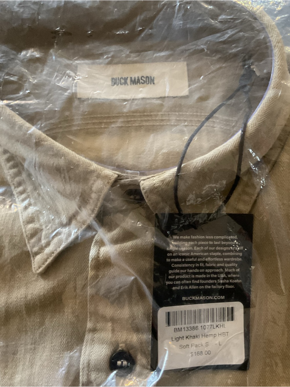 Buck Mason Khaki Hemp Button-Down Shirt